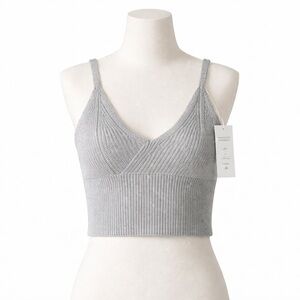 Sincerely Jules Gray Ribbed Knit Crop Camisole Sweater Tank NWT M
